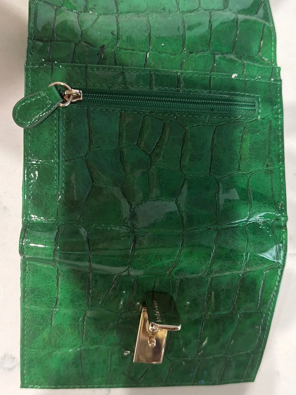 Kate Spade Green Croc-Embossed Leather Wallet